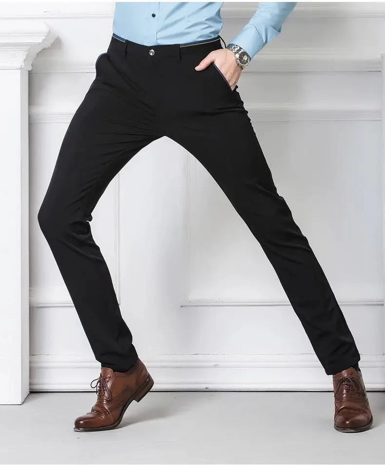 Elegant Herrbyxor - Slim Fit Kontorsbyxor för Vår och Höst - Koreansk Stil i Rakt Snitt för Avslappnad Streetwear