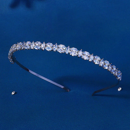 Fashion Zircon Headbands for Women Bridal Wedding Hair Accessories Silver Color Hairband Luxury Hair Jewelry Party Headpiece