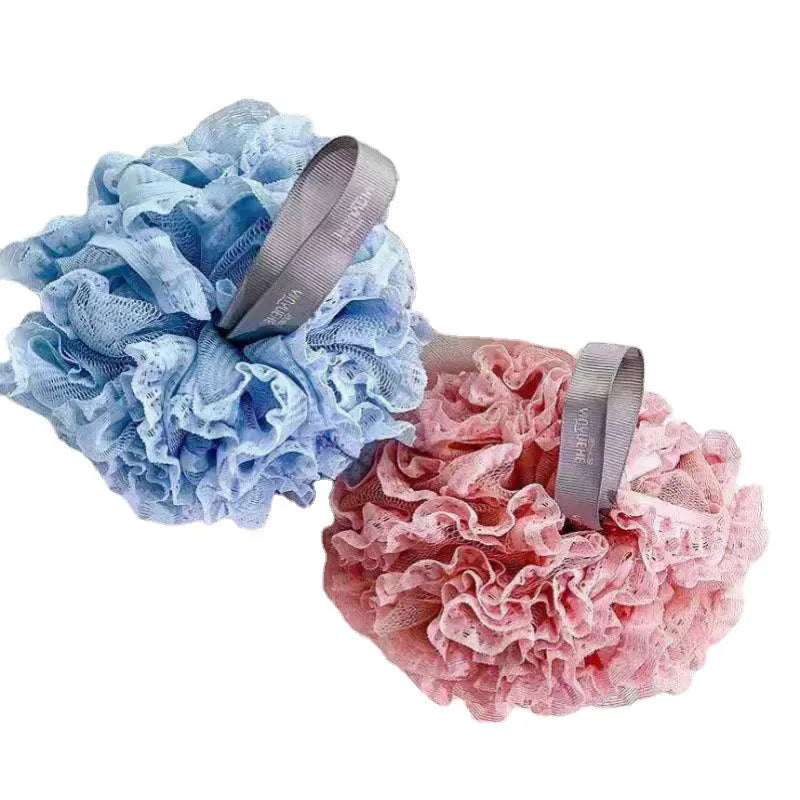 Mjuk Badskrubb med Blomformad Bubbelpuff - Avkopplande Duschsvamp och Ryggborste för Lyxiga Badupplevelser