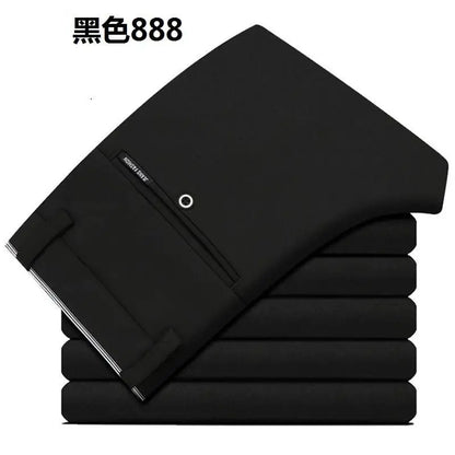 Elegant Herrbyxor - Slim Fit Kontorsbyxor för Vår och Höst - Koreansk Stil i Rakt Snitt för Avslappnad Streetwear