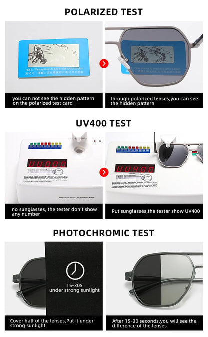 Lyxiga Metallisk Photochromic Solglasögon för Män och Kvinnor - Fashion Polariserade Sunglasses - Stiliga Kameleon Antiglans Körtillägg UV400