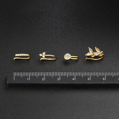 Falsk Piercing Clip Nässmycke - Trendigt Kroppssmycke för Kvinnor - 1 Styck Örclip med Hjärtan, Stjärnor, Blommor och Fjärilar