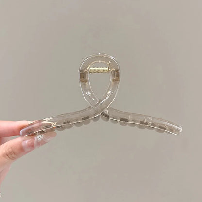 Stor Hårklämma för Tjockt Hår - Transparent Kaffe Färgade Krabban Hårklipp för Lockiga Frisyrer - Eleganta Håraccessoarer för Kvinnor