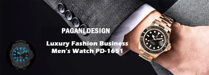 PAGANI DESIGN PD-1662 Lyxig GMT Herrmekanisk Klocka - Saffirglas, Rostfritt Stål och 100M Vattentålig Automatisk Klocka