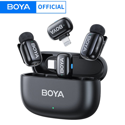 BOYA Mini Trådlös Lavaliärmikrofon - Perfekt för iPhone, iPad och Android Type-C - Live Sändning och Videoinspelning för Vloggar