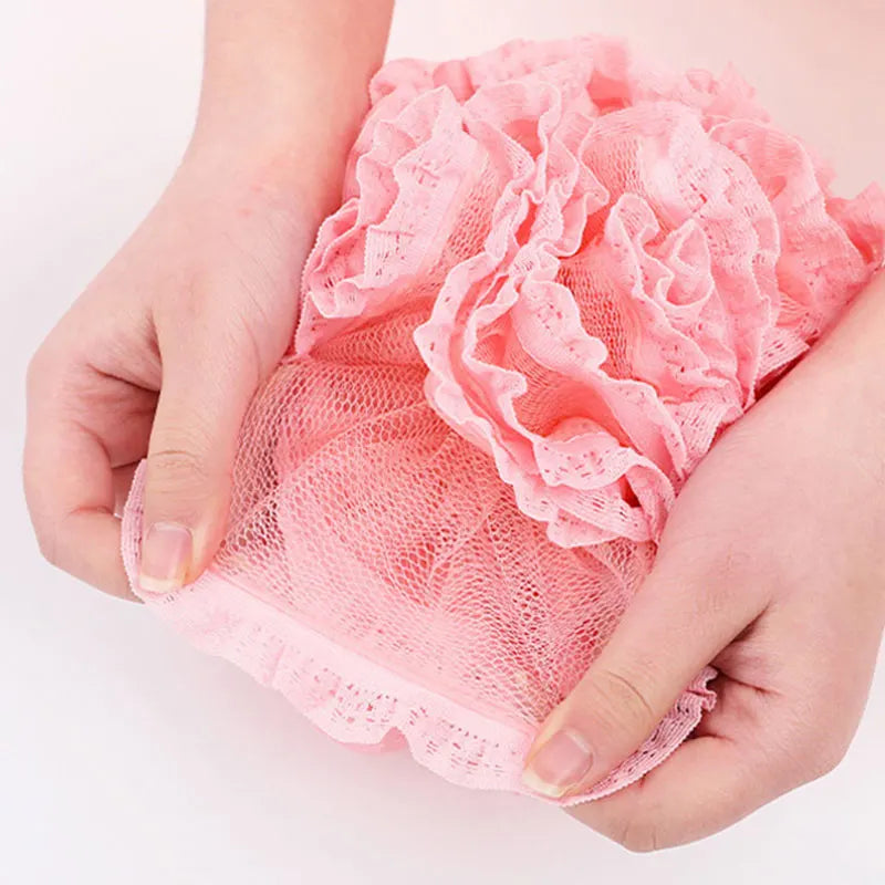 Mjuk Badskrubb med Blomformad Bubbelpuff - Avkopplande Duschsvamp och Ryggborste för Lyxiga Badupplevelser