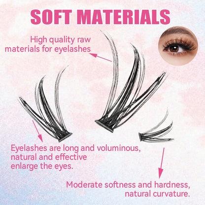 DIY Ögonfransförlängningskit - 200 PCS Klusterfransar med Lim och Förseglingsverktyg för perfekt Ögonmakeup