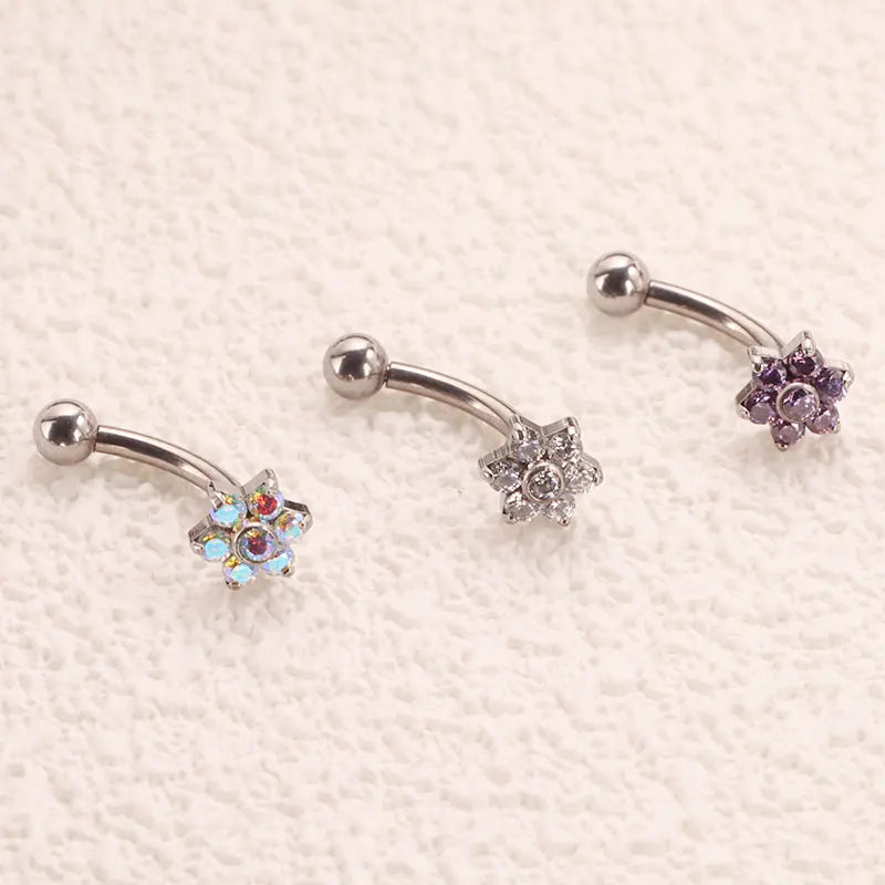 F136 Titanium Classic Eyebrow Piercing Inlaid Opal Zircon 16G Internal Thread Banana Curved Lip Navel Piercing Piercing Jewelry