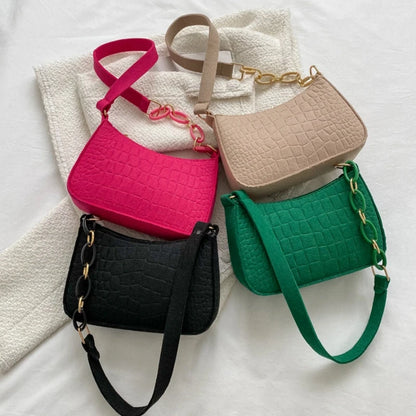 New Women's Fashion Handbags Retro Solid Color PU Leather Shoulder Underarm Bag Casual Women Hobos Handbags sac à main femme