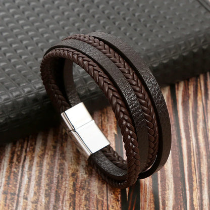 Trendigt Flätat Läderarmband för Män med Tigereye-Kulor - Mångskikts Hantverk för Stiliga Herrar - Perfekt Smycke för Gåvor 2025
