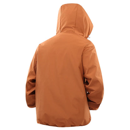 CHRLCK Men Hiking Jacket Outdoor Waterproof Fishing Hooded Sport Jacket Adjustable Drawstring Travel Jacket Mountaineering Coat
