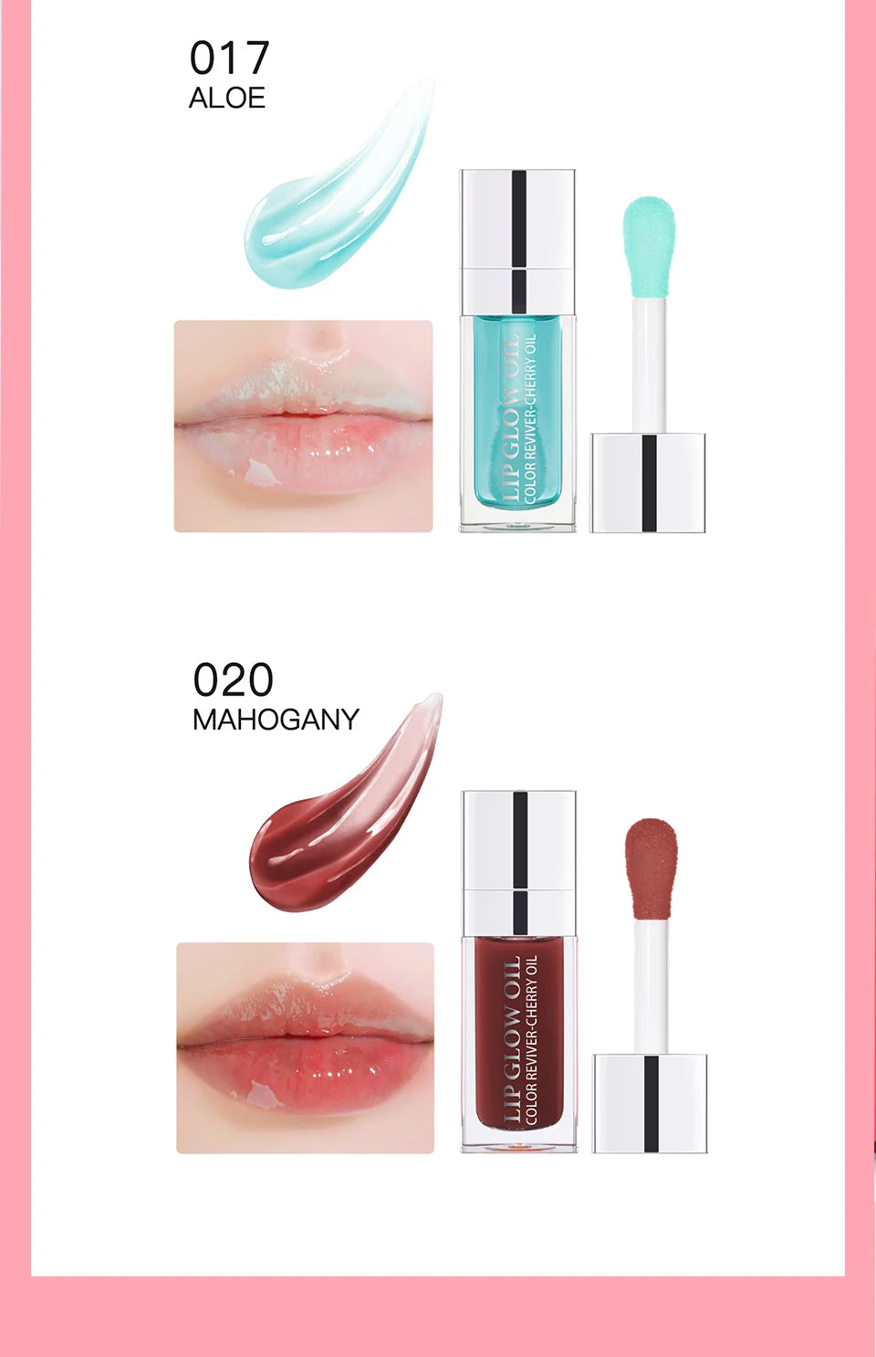 Återfuktande Läppbalsam - Original Läppolja med Glans för Plumpande och Exfolierande Effekt - Pink Gloss för Fräscha och Fylliga Läppar