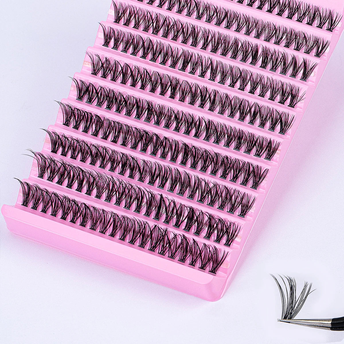 DIY Ögonfransförlängningsset med 200 St Individuella D Curl Fransar - Blandning av 8-16mm Kluster med Fransplockare