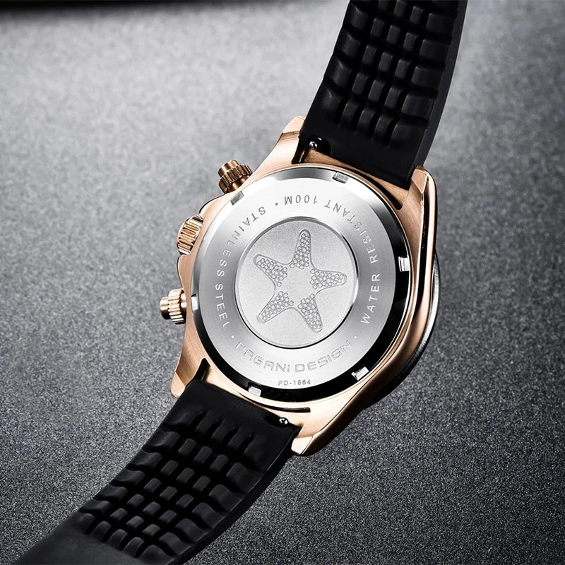 Stilren 40mm V2 PAGANI DESIGN Herrklocka - Saffirglas Retro Kranögraf med Vattentålig Rostfritt Stål - Eleganta Relogio för Män