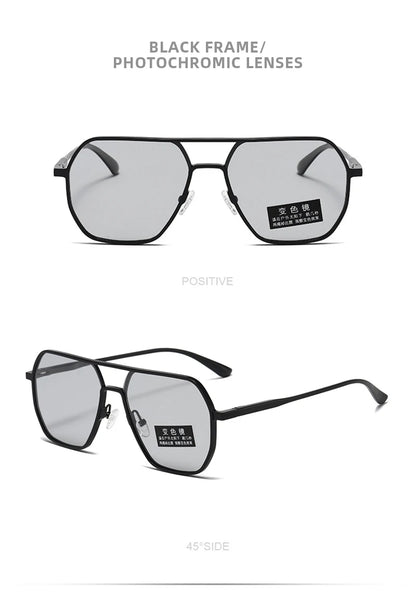 Lyxiga Metallisk Photochromic Solglasögon för Män och Kvinnor - Fashion Polariserade Sunglasses - Stiliga Kameleon Antiglans Körtillägg UV400