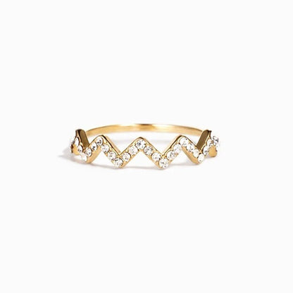 Wave Pattern Zircon Inlaid Ring Adjustable Opening Wave Pattern Ring To My Daughter Highs And Lows Ring Wavy Zigzag Ring Gift