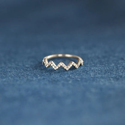 Wave Pattern Zircon Inlaid Ring Adjustable Opening Wave Pattern Ring To My Daughter Highs And Lows Ring Wavy Zigzag Ring Gift