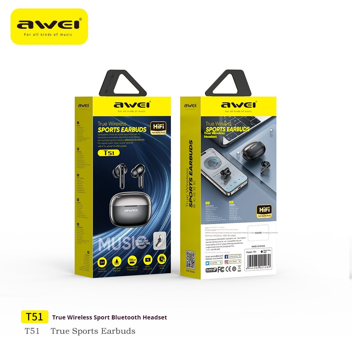 AWEI True Wireless Sports Bluetooth Earphones - Hamora