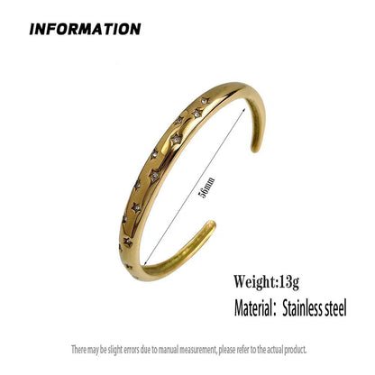 Charming gold - plated 18K stainless steel five - pointed star women's bracelet, high - quality waterproof jewelry, wedding team gift - Hamora