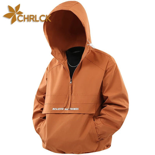 CHRLCK Men Hiking Jacket Outdoor Waterproof Fishing Hooded Sport Jacket Adjustable Drawstring Travel Jacket Mountaineering Coat - Hamora