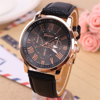Fashion Three Eyes Roman Quartz Watch Women's Electronic Quartz Strap Watch - Hamora