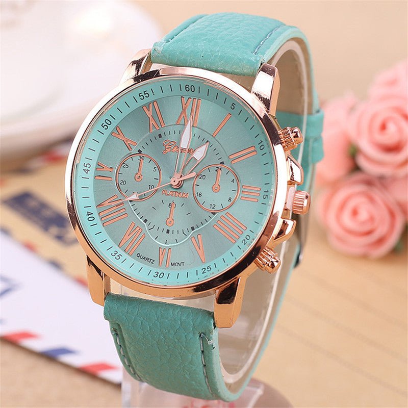 Fashion Three Eyes Roman Quartz Watch Women's Electronic Quartz Strap Watch - Hamora
