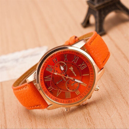 Fashion Three Eyes Roman Quartz Watch Women's Electronic Quartz Strap Watch - Hamora