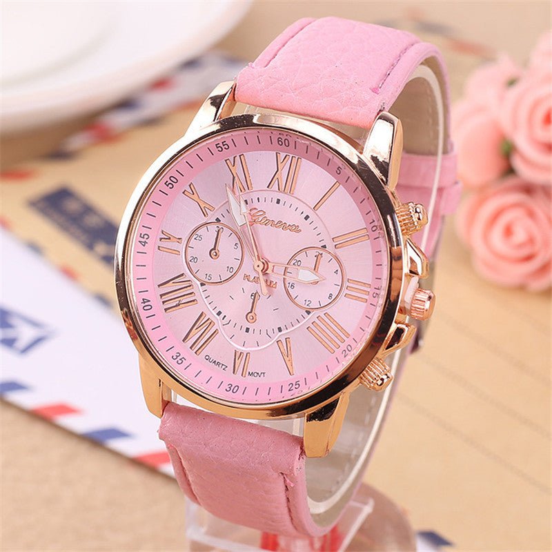 Fashion Three Eyes Roman Quartz Watch Women's Electronic Quartz Strap Watch - Hamora