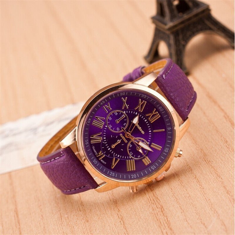 Fashion Three Eyes Roman Quartz Watch Women's Electronic Quartz Strap Watch - Hamora