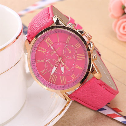 Fashion Three Eyes Roman Quartz Watch Women's Electronic Quartz Strap Watch - Hamora