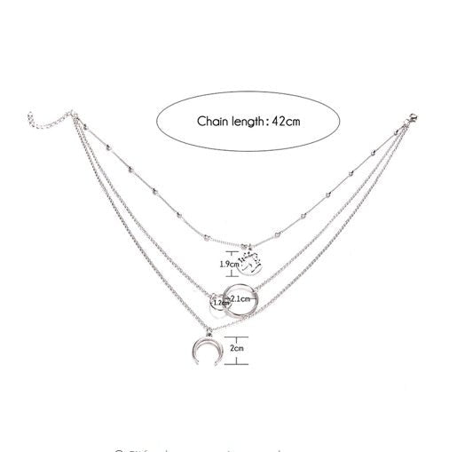 Fashionable Multilayer Boho Moon Map Necklace - Hamora