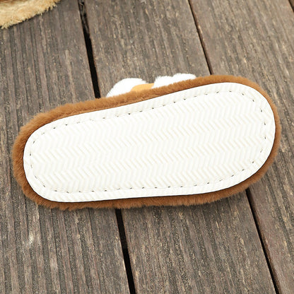 Fluffy Slippers Cross Strap Stitching Warm Casual Platform Slippers - Hamora