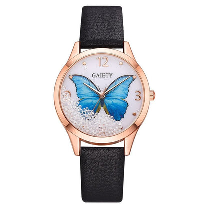 Gaiety Brand Women Watches Luxury Removable Rhinestone Butterfly Watches Ladies Leather Dress Ladies Wrist Watches Female Clock - Hamora