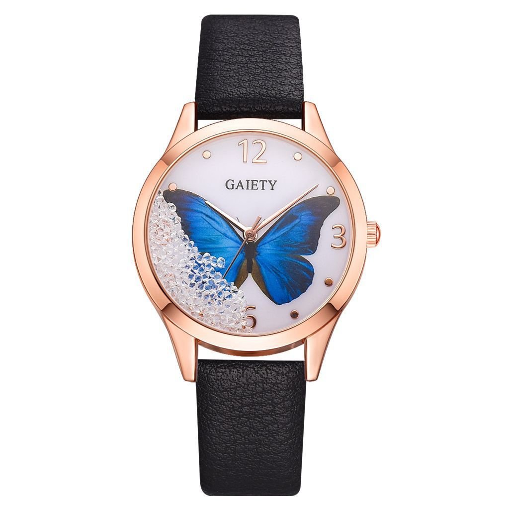 Gaiety Brand Women Watches Luxury Removable Rhinestone Butterfly Watches Ladies Leather Dress Ladies Wrist Watches Female Clock - Hamora