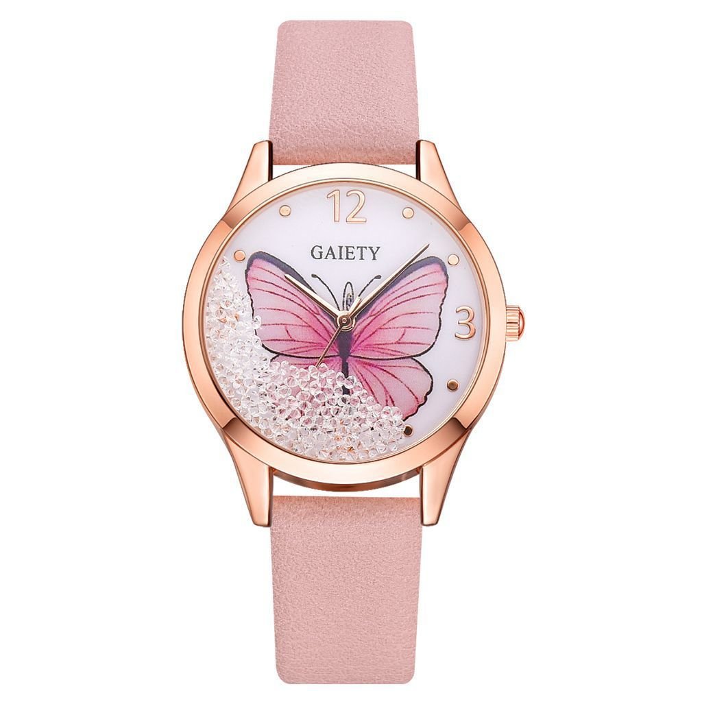 Gaiety Brand Women Watches Luxury Removable Rhinestone Butterfly Watches Ladies Leather Dress Ladies Wrist Watches Female Clock - Hamora