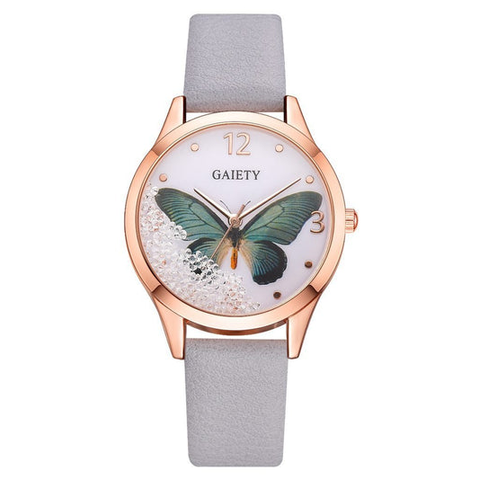 Gaiety Brand Women Watches Luxury Removable Rhinestone Butterfly Watches Ladies Leather Dress Ladies Wrist Watches Female Clock - Hamora