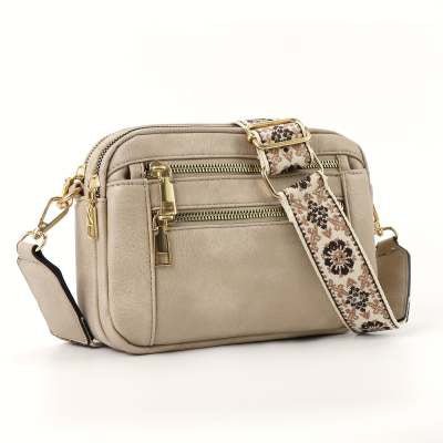 Ladies' Small Square Bag Two - tone Leather Crossbody Bag Large - capacity PU Crossbody Wallet Multi - functional For Women's Bag - Hamora