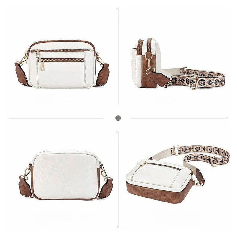 Ladies' Small Square Bag Two - tone Leather Crossbody Bag Large - capacity PU Crossbody Wallet Multi - functional For Women's Bag - Hamora