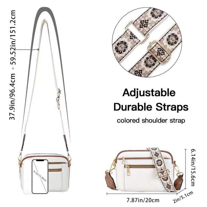 Ladies' Small Square Bag Two - tone Leather Crossbody Bag Large - capacity PU Crossbody Wallet Multi - functional For Women's Bag - Hamora