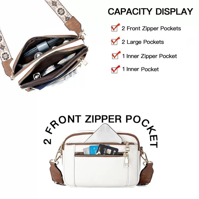 Ladies' Small Square Bag Two - tone Leather Crossbody Bag Large - capacity PU Crossbody Wallet Multi - functional For Women's Bag - Hamora