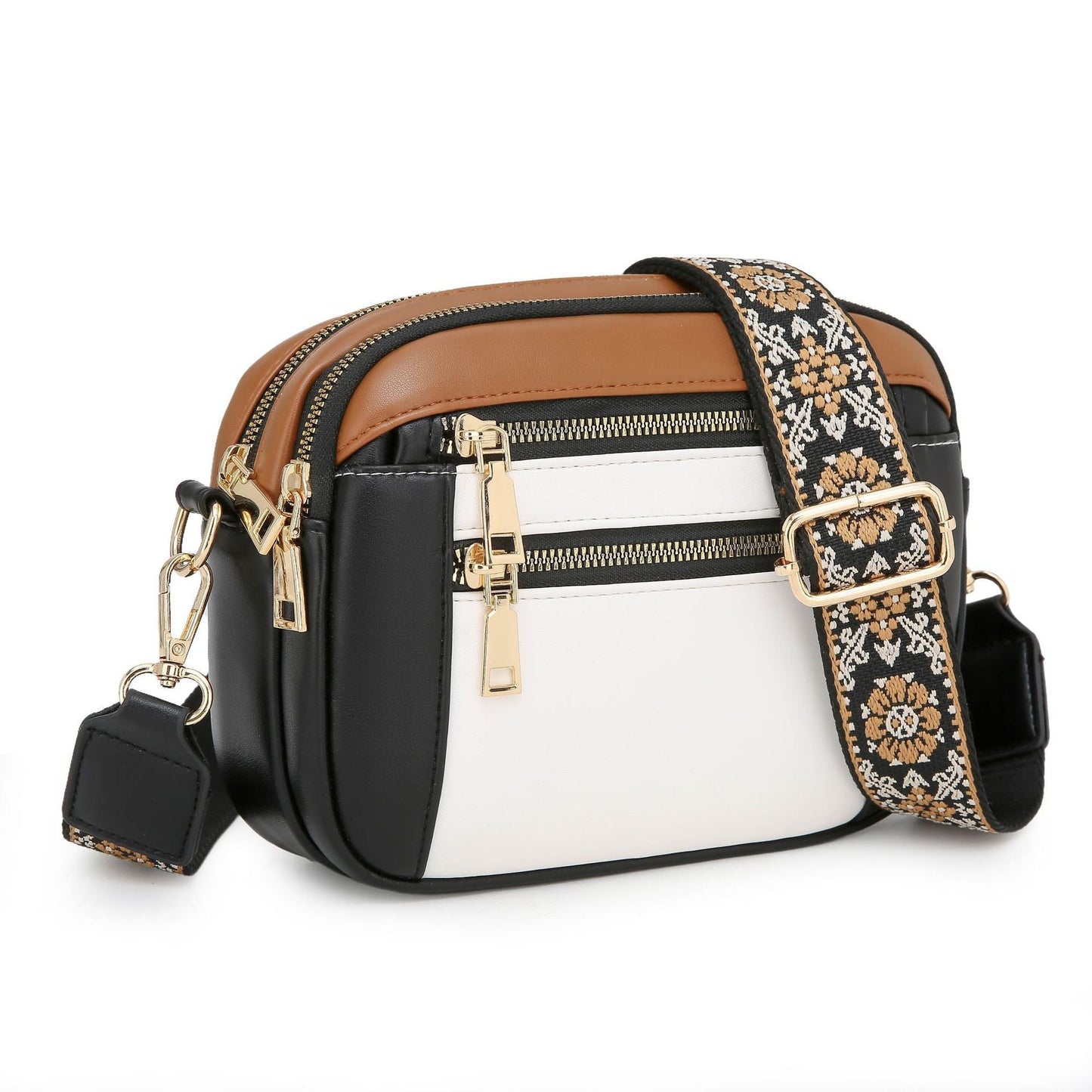 Ladies' Small Square Bag Two - tone Leather Crossbody Bag Large - capacity PU Crossbody Wallet Multi - functional For Women's Bag - Hamora