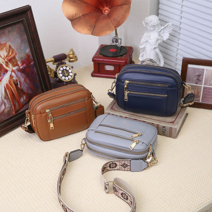 Ladies' Small Square Bag Two - tone Leather Crossbody Bag Large - capacity PU Crossbody Wallet Multi - functional For Women's Bag - Hamora