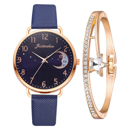 Lovely Moon Pattern Quartz Watch for Women With Strap Dial Ladies Wristwatch Montre Femme Relogio Feminino Reloj Mujer Drop Ship - Hamora