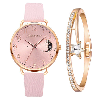 Lovely Moon Pattern Quartz Watch for Women With Strap Dial Ladies Wristwatch Montre Femme Relogio Feminino Reloj Mujer Drop Ship - Hamora