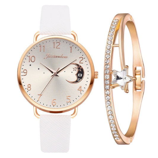 Lovely Moon Pattern Quartz Watch for Women With Strap Dial Ladies Wristwatch Montre Femme Relogio Feminino Reloj Mujer Drop Ship - Hamora