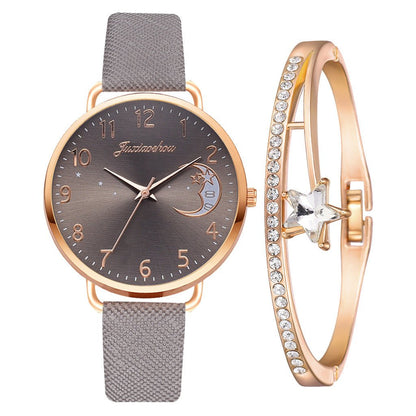 Lovely Moon Pattern Quartz Watch for Women With Strap Dial Ladies Wristwatch Montre Femme Relogio Feminino Reloj Mujer Drop Ship - Hamora