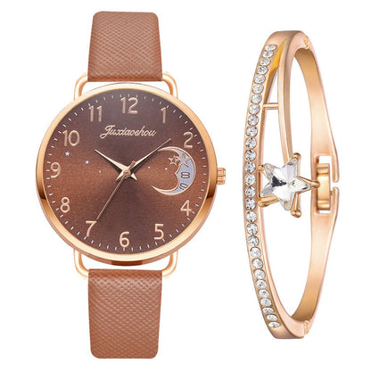 Lovely Moon Pattern Quartz Watch for Women With Strap Dial Ladies Wristwatch Montre Femme Relogio Feminino Reloj Mujer Drop Ship - Hamora