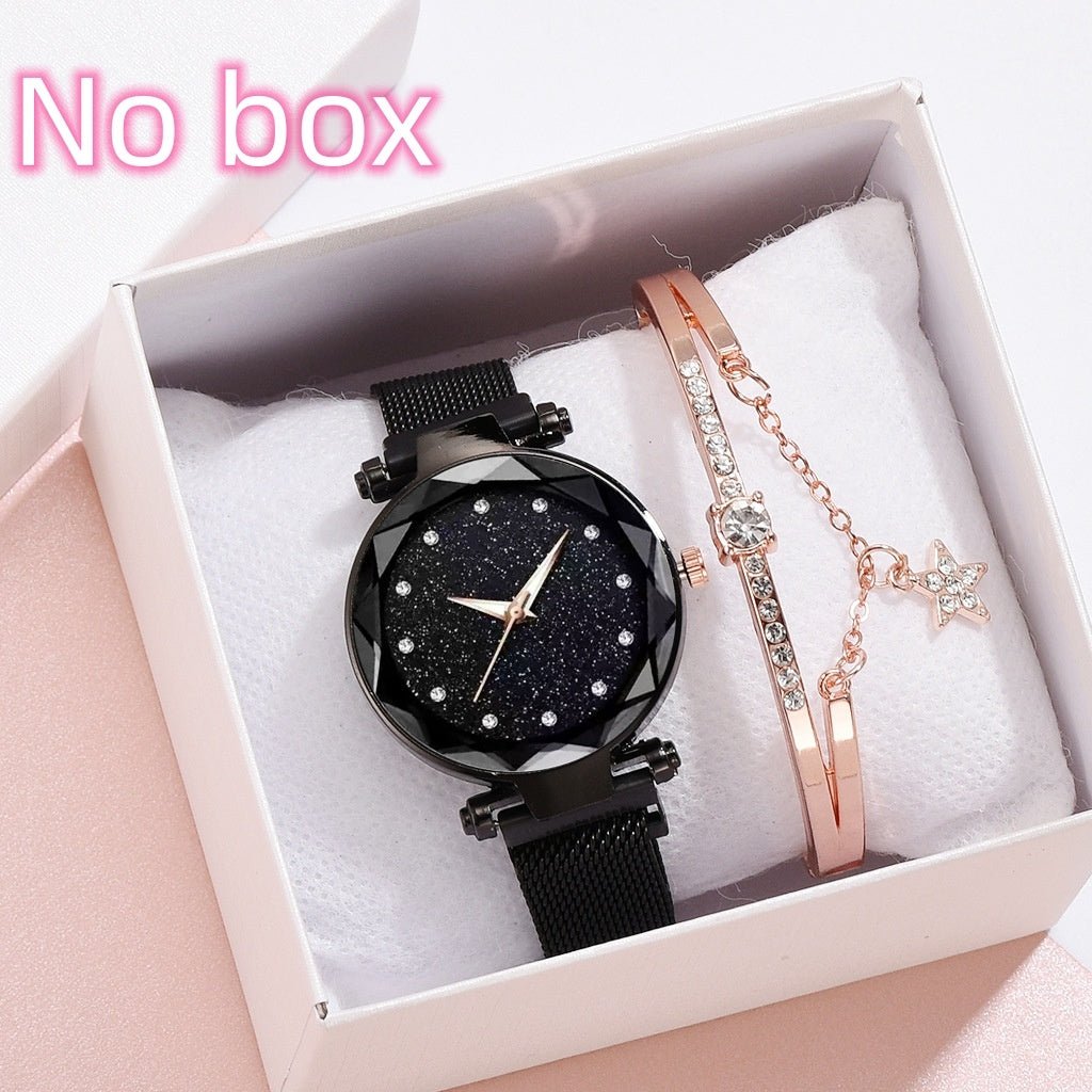 Luxury Women Watches Bracelet Set Fashion Elegant Magnet Buckle Ladies Starry Sky Watch Set Relogio - Hamora
