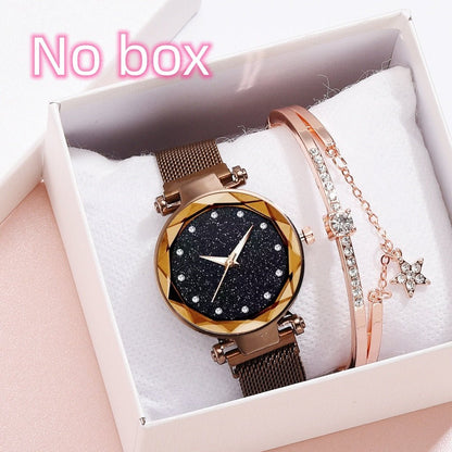 Luxury Women Watches Bracelet Set Fashion Elegant Magnet Buckle Ladies Starry Sky Watch Set Relogio - Hamora