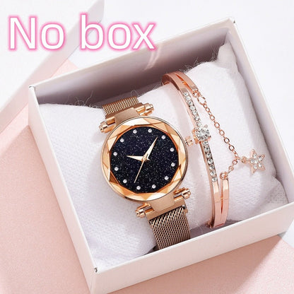 Luxury Women Watches Bracelet Set Fashion Elegant Magnet Buckle Ladies Starry Sky Watch Set Relogio - Hamora